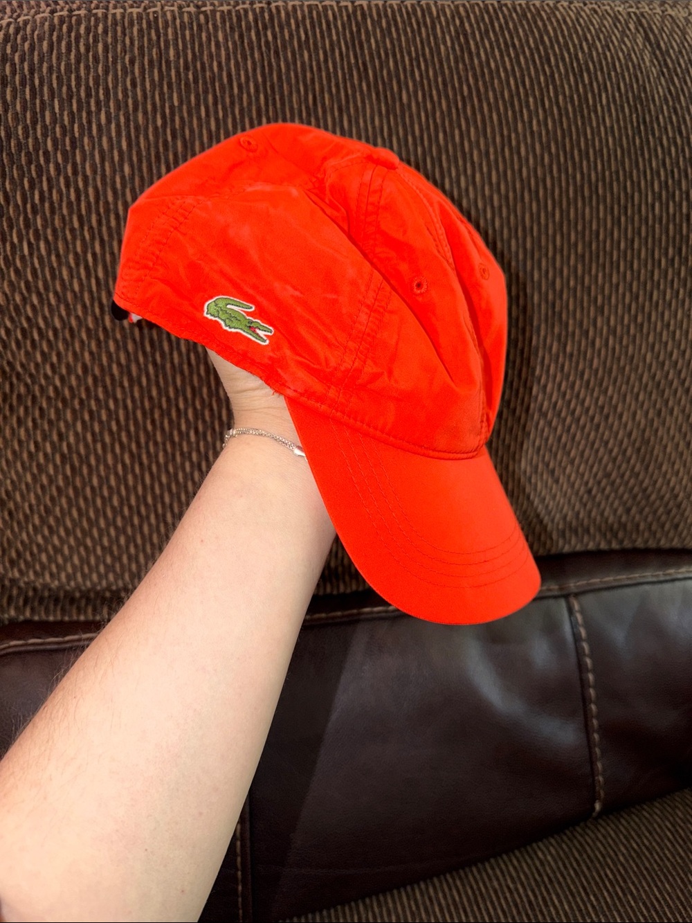 Lacoste Bright Orange Croc Logo Baseball Cap